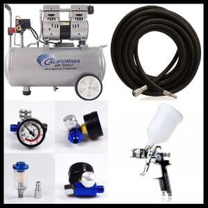 Kit with compressor and spray gun