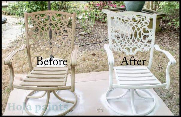how to paint metal outdoor furniture( Before and after paint)