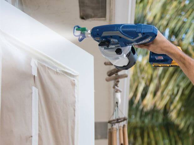 Painting door with Graco Ultra Max Cordless sprayer