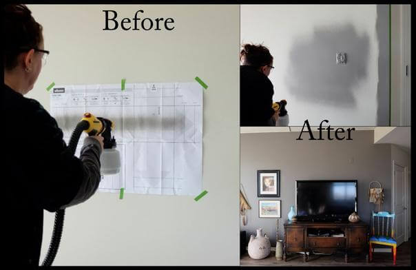 how to paint a wall with paint sprayer ( before and after results)
