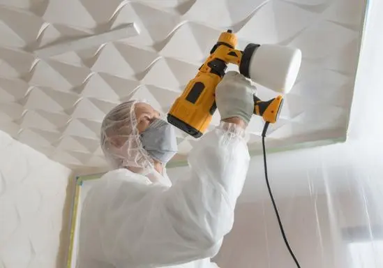 spraying ceiling paint