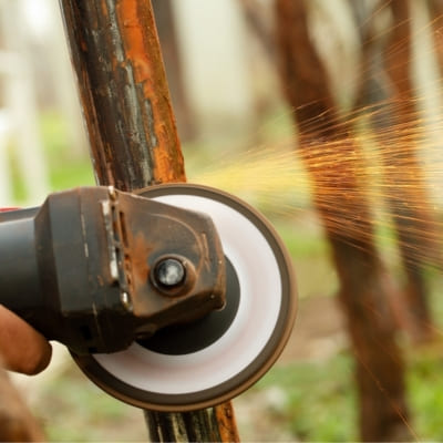 angle grinder remove paint from metal gate