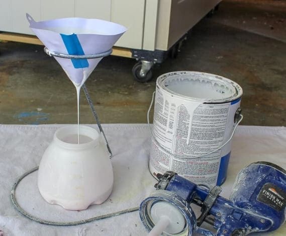 use paint strainer to prevent air bubbles in paint finish